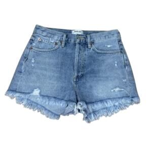 Agolde Parker Denim Shorts Size 25 Blue Distressed Frayed Cutoff High Rise